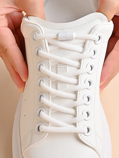 Elastische Schnürsenkel ohne Binden Halbrunde Schnürsenkel für Kinder- und Erwachsenensneaker Schnürsenkel Schnell und Bequem Metallverschluss Schnürsenkel