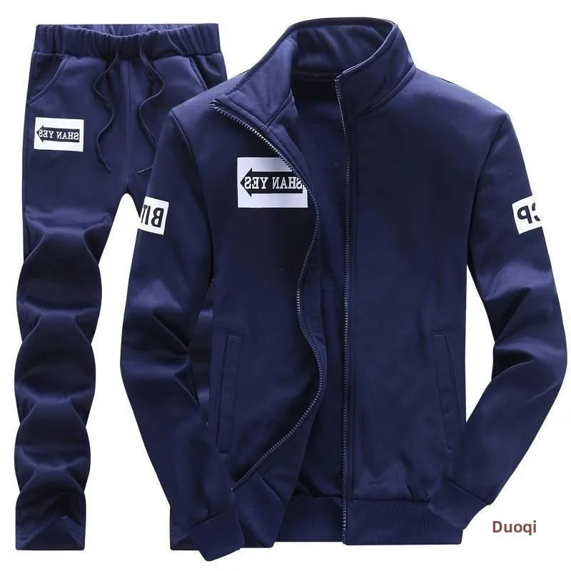 Trendiger Hoodie Herren Stehkragenjacke Lässige Sportbekleidung Lange Hose Frühling Herbst Jugend Große Größen Kleidung Set