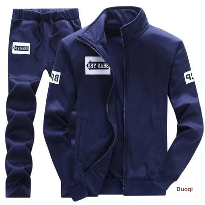 Trendiger Hoodie Herren Stehkragenjacke Lässige Sportbekleidung Lange Hose Frühling Herbst Jugend Große Größen Kleidung Set