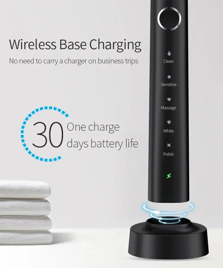 Sonic Elektrische Zahnbürsten für Erwachsene Smart-Timer Zahnbürste zur Zahnaufhellung IPX7 Wasserdicht 6 Austauschbare Bürstenköpfe Set