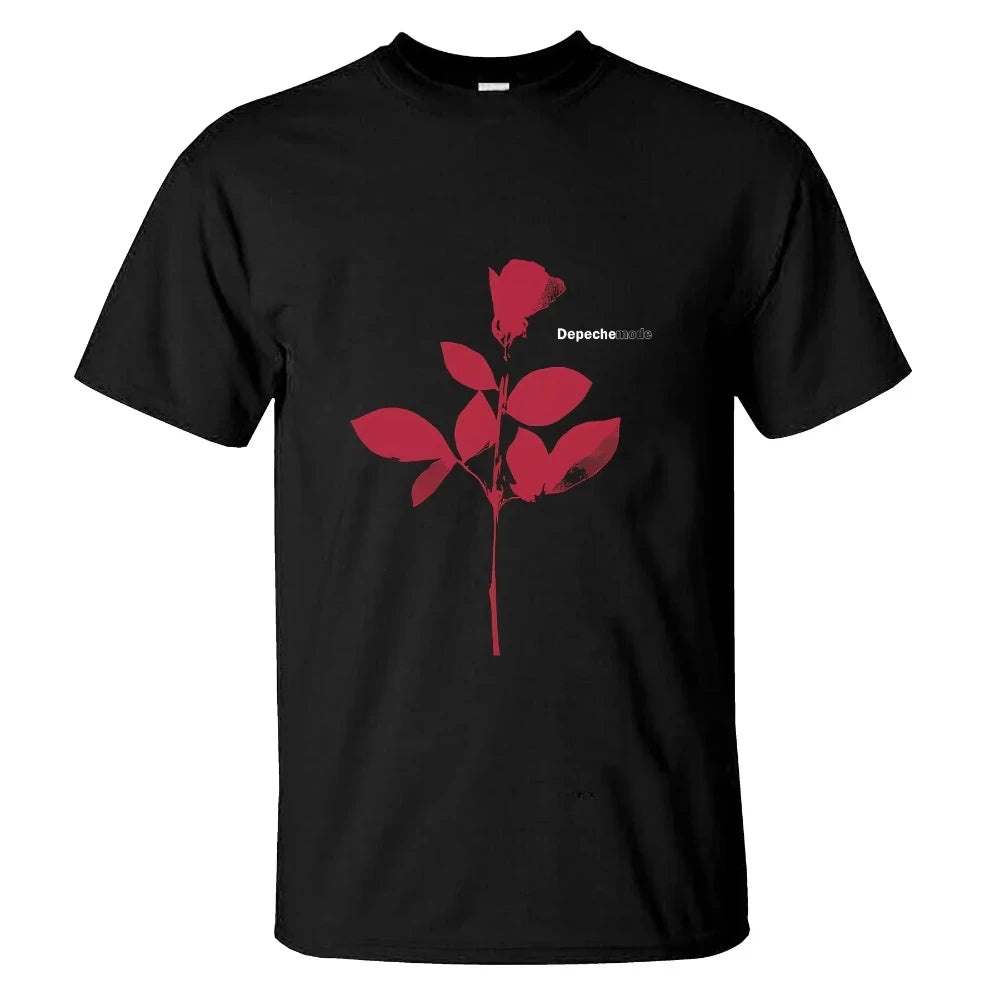 Herren-T-Shirt Rose Tops Schwarz von Depeche Mode T-Shirt Lässig Oversized Männlich Lässige Grafik Streetwear Unisex