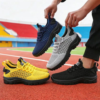 Modische gelbe Sportschuhe für Herren, atmungsaktive Mesh-Sneaker, leichte rutschfeste Outdoor-Laufschuhe, lässige Schuhe, modische Fitnessschuhe