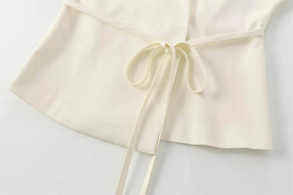 TFMLN Fashion Damenanzug Hosenanzüge Ärmelloses V-Ausschnitt Top mit Gürtel Gerade Hose Set 2025 Frühling Sommer Büro 2-teiliger Set