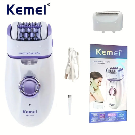 Kemei KM-2668 Damen Körper- und Gesichtsepilierer Wiederaufladbarer Rasierer Haarentferner für Frauen Elektrische Haarentfernungsmaschine für den Körper