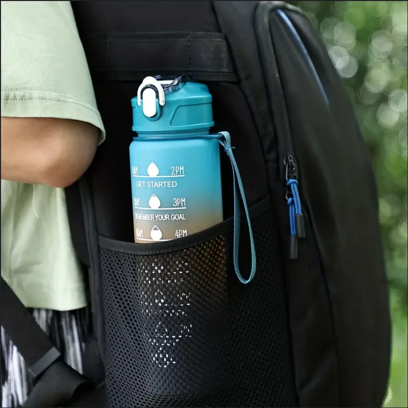 Sportwasserflasche mit Zeit-Tracking-Trinkhalm, auslaufsicherem Verschluss und klappbarem Deckel, ideal für unterwegs und Outdoor-Abenteuer