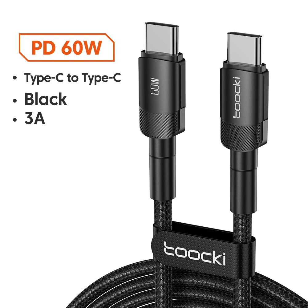 Toocki 100W Typ C zu USB C Kabel PD 3.0 Schnellladung 4.0 Fast Charging Typ C zu Typ C für iPhone 15 MacBook Samsung Xiaomi