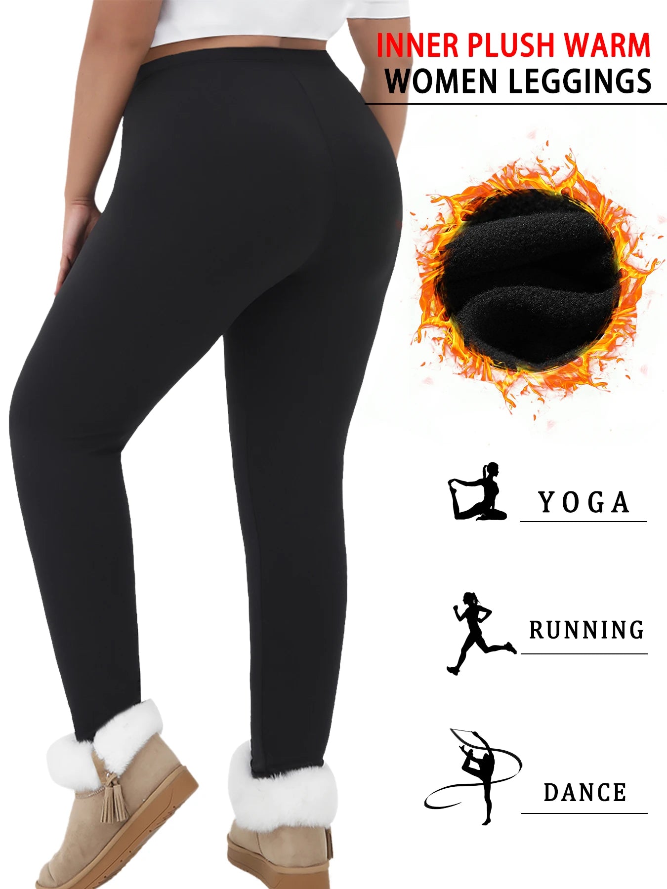3er-Pack Plus-Size Leggings für Damen, superweich, mit Fleecefutter, Workout-, Yoga- und Laufhosen, thermisch, warm für kaltes Winterrunning