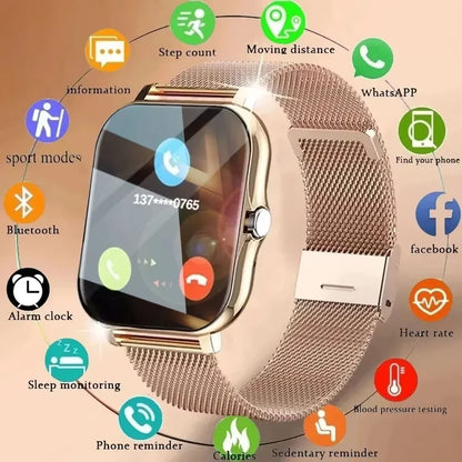 LAXASFIT 2025 Neue Herren Smartwatch Damen Geschenk Voller Touchscreen Sport Fitness Uhr Bluetooth-Anruf Smartwatch