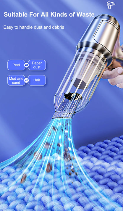 Auto-Staubsauger 95000PA Hohe Leistung Kabelloser Handstaubsauger Akku Leistungsstarker Handstaubsauger Gebläse für Auto und Zuhause