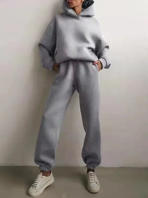 Großformat modisches Sweatshirt mit langen Ärmeln und Hosen-Set Herbst/Winter Damen Freizeitbekleidung Zweiteiliger Anzug Bequeme Plus-Size...