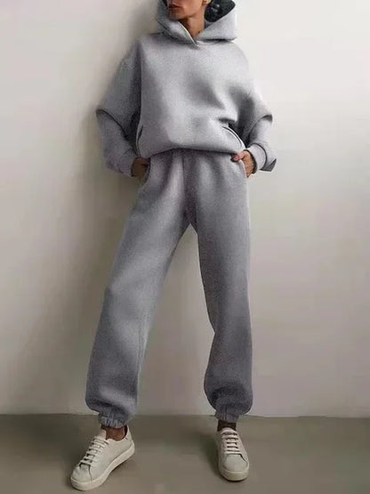 Großformat modisches Sweatshirt mit langen Ärmeln und Hosen-Set Herbst/Winter Damen Freizeitbekleidung Zweiteiliger Anzug Bequeme Plus-Size...