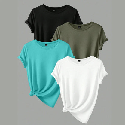 4 Stück Damen Trend T-Shirts Freizeit Sommer Tops Damenbekleidung Plus Size Kurzarm T-Shirt Kleidung für Frauen Tee Top Outfit