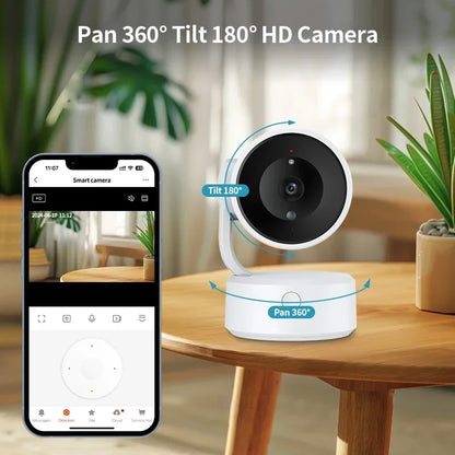 WIFI Tuya Kamera Innenbereich 5MP Baby Monitor Gegensprechfunktion 4X Zoom PTZ 360° Überwachungskameras Unterstützt Alexa Google Smart Life