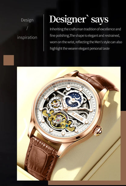 Neue LIGE Skelett Mechanische Automatik-Uhr Herren Tourbillon Sportuhr Freizeit Business Mond Armbanduhr Relojes Hombre