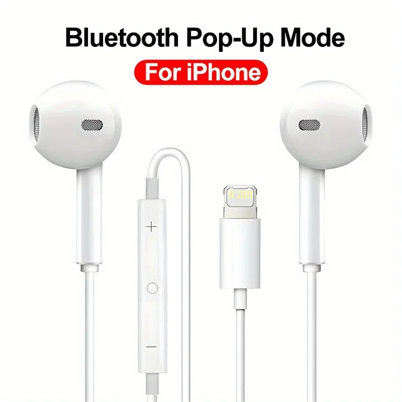 Auriculares con cable y micrófono para iPhone, iPod, iPad, auriculares ligeros con control de volumen, conector para auriculares de 6,35 mm