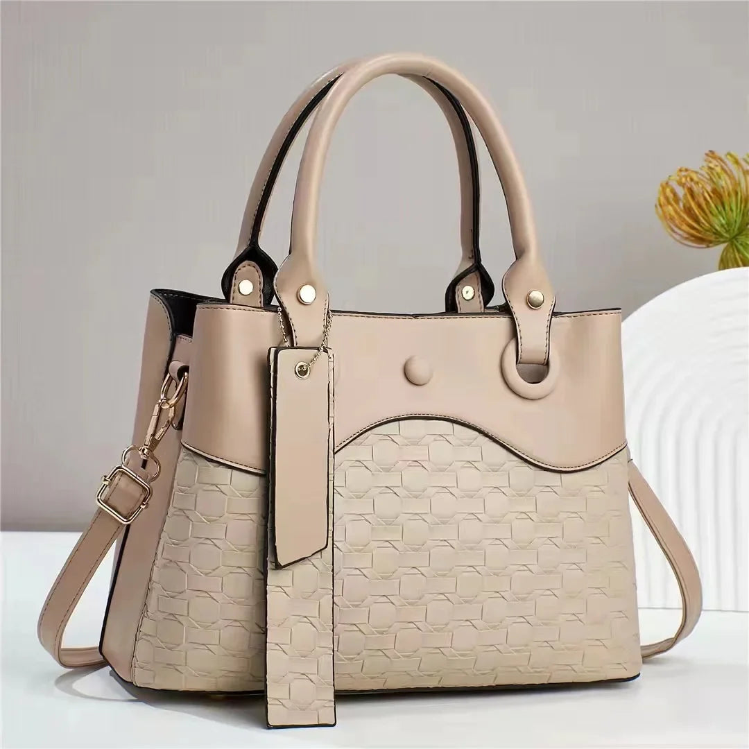 Neue modische Damenhandtasche mit großem Fassungsvermögen, vielseitige Umhängetasche, einfaches Karomuster