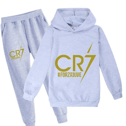 Kinderkleidung Hoodie + Hose Anzug 2-teilig Jungen-Trainingsanzug 3-12 Jahre Frühling Herbst Sweatshirt-Set Fußball CR7 Kinder-Sportanzug