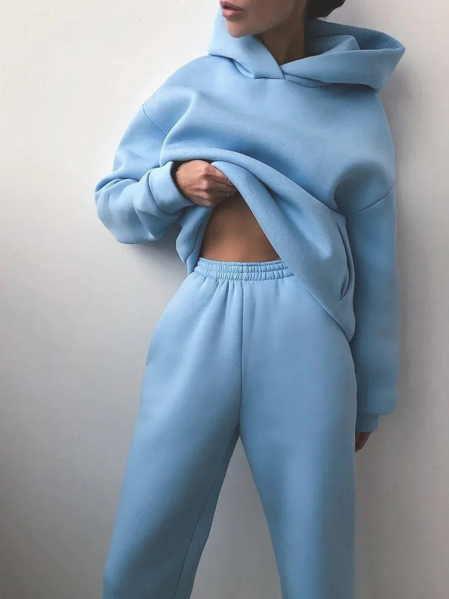 Großformat modisches Sweatshirt mit langen Ärmeln und Hosen-Set Herbst/Winter Damen Freizeitbekleidung Zweiteiliger Anzug Bequeme Plus-Size...