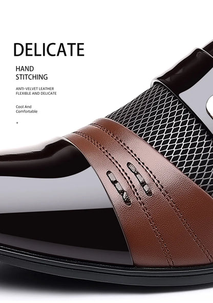 Edle Kunstleder Oxford Schuhe Herren Luxus Lack Hochzeitsschuhe Spitz zulaufende Business Schuhe für Herren Klassische Lederschuhe Große Größen 38-48