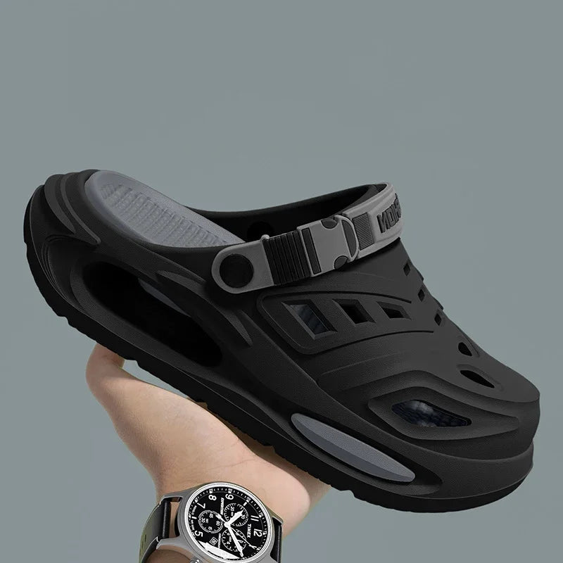 Sommer Herren- und Damen-Höhlenschuhe Mode Atmungsaktive Sandalen mit herausnehmbaren Einlegesohlen Rutschfeste Gepolsterte Verdickte Hausschuhe