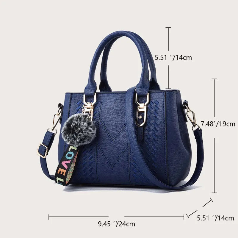 stylische Damen Handtaschen aus PU (Kunstleder) mit Kunstfellapplikationen
