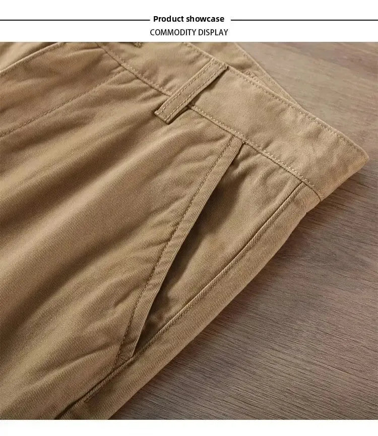 Neue Herren Frühling und Herbst Retro Komfort Gerade Hose Slacks  100% Baumwolle Modische Locker Freizeit Hose für Männer