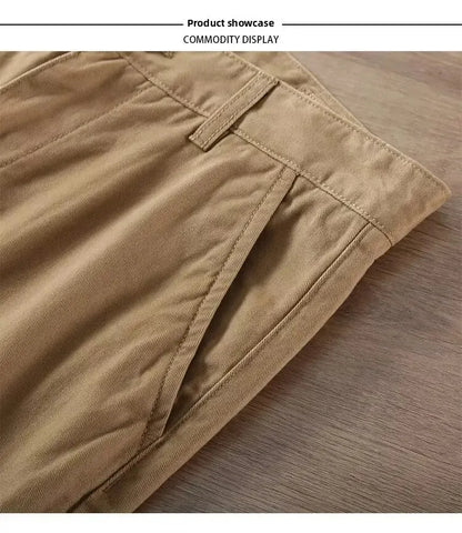 Neue Herren Frühling und Herbst Retro Komfort Gerade Hose Slacks  100% Baumwolle Modische Locker Freizeit Hose für Männer