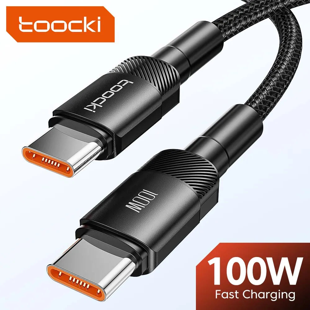 Toocki 100W Typ C zu USB C Kabel PD 3.0 Schnellladung 4.0 Fast Charging Typ C zu Typ C für iPhone 15 MacBook Samsung Xiaomi