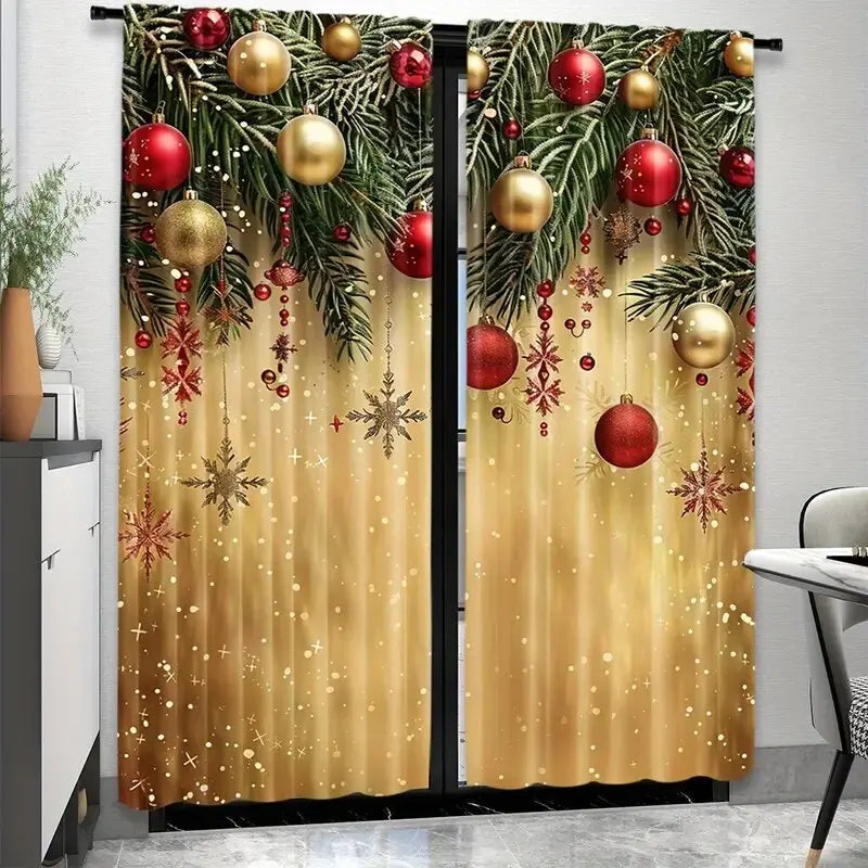 Weihnachten silberne Ballon-Print-Vorhänge, Weihnachtsdekoration, Schlafzimmer und Wohnzimmer, Wohnungsdekoration, Zimmerdekoration