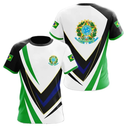 Brasilianisches Herren-T-Shirt, O-Ausschnitt, kurze Ärmel, modischer Brasilien-Flaggen-Aufdruck, Streetwear, übergroß, lockere Camisa Brasil, Herrenbekleidung