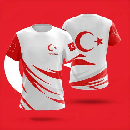 Türkei-Flaggen Herren T-Shirts Wald Tarnmuster Kleidung Ropa Hombre Neue Sommer Atmungsaktive O-Ausschnitt T-Shirts Surfanzug Strandbekleidung