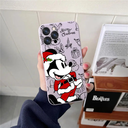 Funda de silicona con diseño navideño de Disney para iPhone 17, 16, 15, 14, 13, 12 y 11 Pro Max. Funda para iPhone 17, Air, 16 Plus, 16E y X.