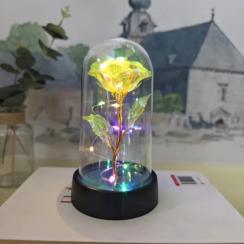 Künstliche Rosenblumen Valentinstagsgeschenk für die Freundin Ewige Rose LED-Licht Folienblume Hochzeitsdekoration