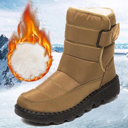Wasserdichte Schneestiefel für Frauen Rutschfeste Warme Winterschuhe Damen Verdickte Plüschplattform Stiefeletten Gepolsterte Schuhe