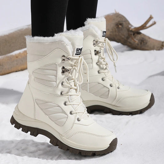 Winter Damen Schneestiefel High-Top Wasserdichte Knöchelstiefel Damen Dicke Plus Warme Schneewanderstiefel Outdoor Baumwollschuhe Sneakers
