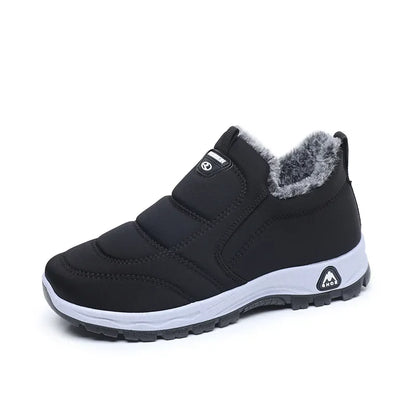 Winter Dickes Fleece Gefüttertes Leder Oberflächen Anti-Rutsch Warme Baumwollschuhe für Frauen Bequeme Flache Schuhe