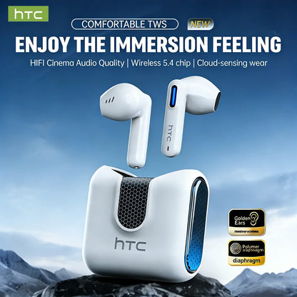 HTC NE49 Bluetooth-Kopfhörer V6.0 TWS Sport Wireless Kopfhörer Ultra geringe Latenz Gaming-Headset Ohrhörer Lange Lebensdauer