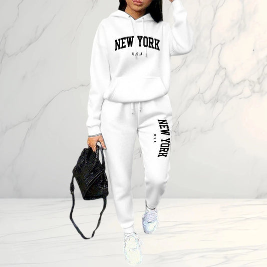 2026 Frühling Herbst Damen Sets 2-teilig Hoodies Hosen Anzug Sportoutfits Buchstaben Druck Ästhetische Kleidung Damen Trainingsanzug Hosen Sets