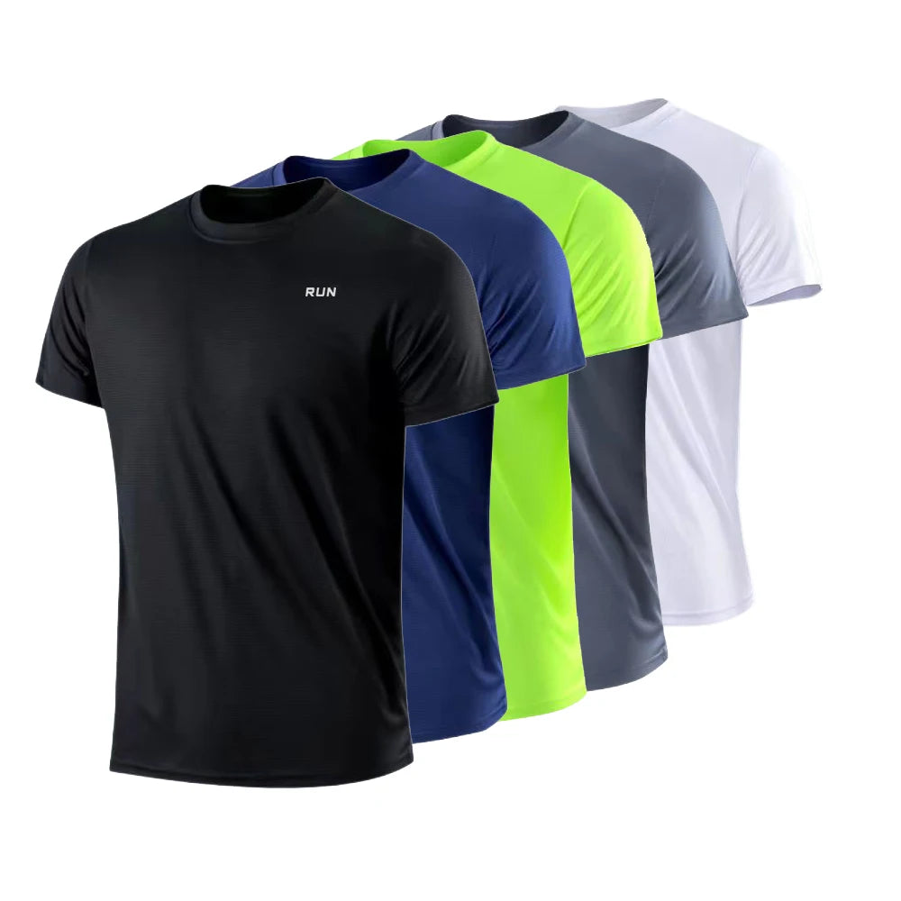 Herren Schnell trocknendes T-Shirt mit kurzem Arm, für Fitness und Laufen, Feuchtigkeitstransport, Rundhalsausschnitt, Trainings- und Sportshirt, Oberteil, leicht