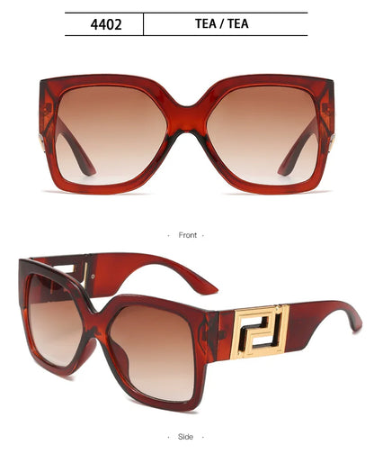 Luxusmarken-Design Übergroße Damen-Sonnenbrillen, quadratische Retro-Sonnenbrillen mit Farbverlauf.