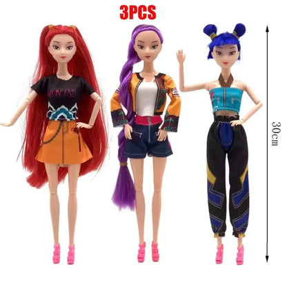30cm Puppen Spielzeug Kpop Dämonenjäger Actionfigur Spielzeug Rumi Mira Zoey Schöne Prinzessin Babymädchen Puppen Kunststoff DIY Spielzeug für Mädchen