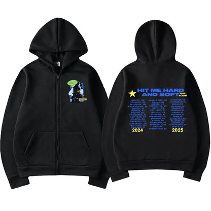 Hit Me Hard and Soft 2025 Tour Reißverschluss-Hoodies für Männer und Frauen Harajuku Pullover Mode Hip-Hop Zip-Up-Sweatshirts Jacken Fan-Geschenk