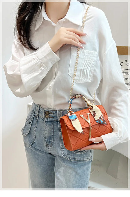 Damen Stepp-Tartan-Handtasche Kleine quadratische Tasche Umhängetasche Schultertasche Personalisierte koreanische Stil Herbst Winter Mode Tasche