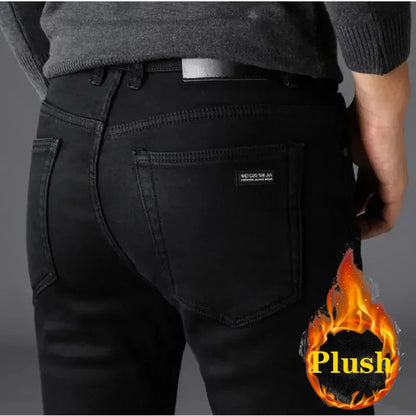 Herren Klassische Modemarke Jeans Homme Mann Weiche Stretch Schwarze  Denim Hosen Herrenhosen