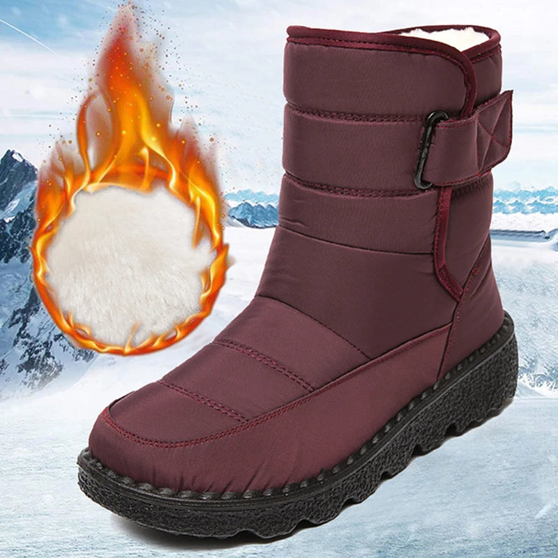 Wasserdichte Schneestiefel für Frauen Rutschfeste Warme Winterschuhe Damen Verdickte Plüschplattform Stiefeletten Gepolsterte Schuhe