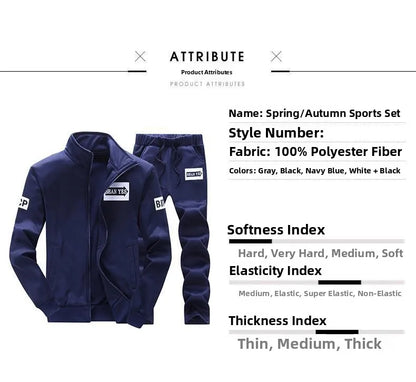 Trendiger Hoodie Herren Stehkragenjacke Lässige Sportbekleidung Lange Hose Frühling Herbst Jugend Große Größen Kleidung Set