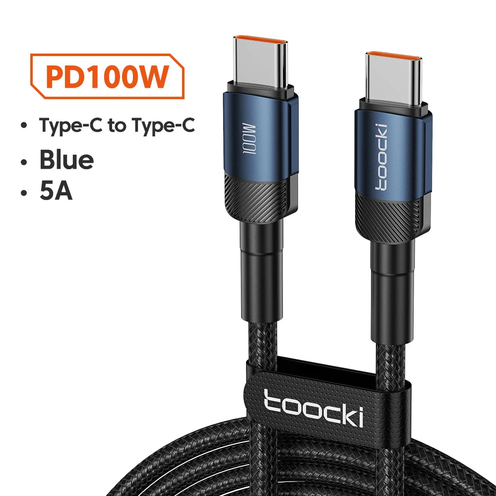 Toocki 100W Typ C zu USB C Kabel PD 3.0 Schnellladung 4.0 Fast Charging Typ C zu Typ C für iPhone 15 MacBook Samsung Xiaomi