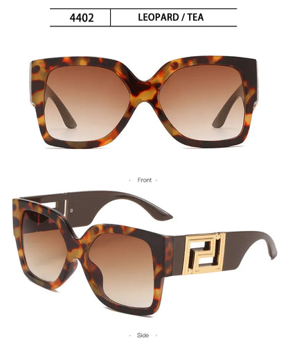 Luxusmarken-Design Übergroße Damen-Sonnenbrillen, quadratische Retro-Sonnenbrillen mit Farbverlauf.