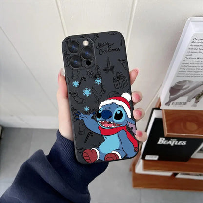 Funda de silicona con diseño navideño de Disney para iPhone 17, 16, 15, 14, 13, 12 y 11 Pro Max. Funda para iPhone 17, Air, 16 Plus, 16E y X.