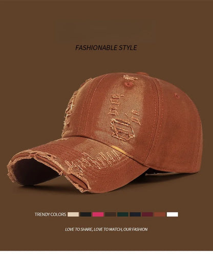 Coole Mode Damen Herren Ripped Denim Baumwoll Baseballcap Unisex  Für Damen und Herren
